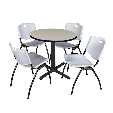 Cain Cain Round Table & Chair Set, Wood, Metal, Plastic Top, Maple TB30RNDPL47GY